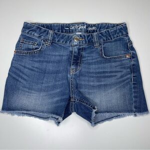 ❌SOLD❌Girls Cat & Jack Denim Jean Shorts Frayed Hem Size LARGE 10/12